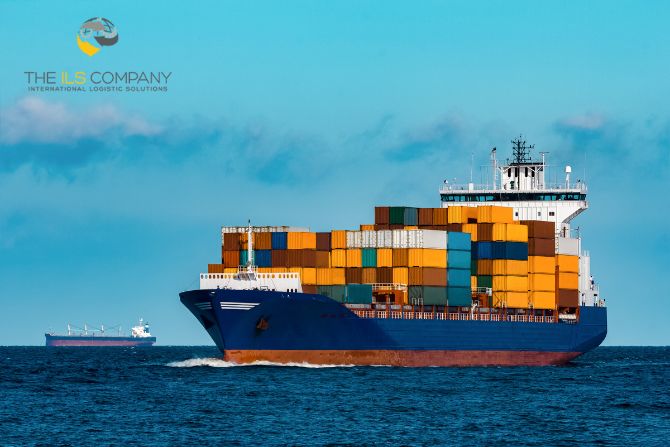 Cargo ship transporting containers across the ocean under new maritime regulations in 2025.