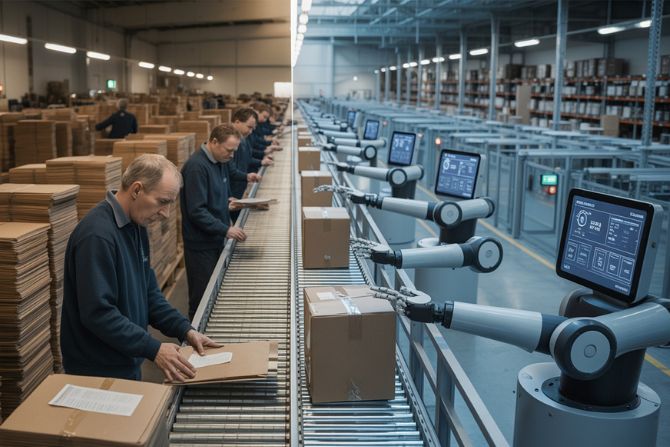 Logistics team using automation and digital tools to coordinate U.S.-Mexico cross-border shipping operations.